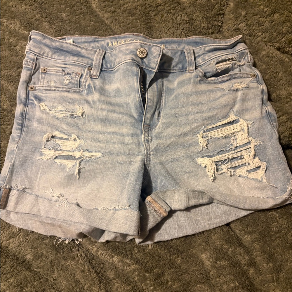 American Eagle Outfitters Light Wash Distressed Jean Shorts